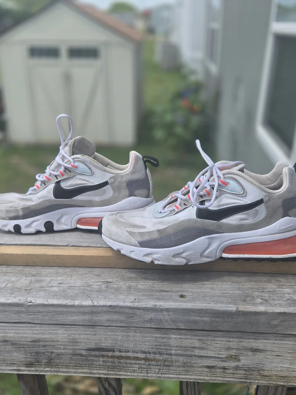 Nike White, Gray & Black Athletic Sneakers with Orange Air Accent